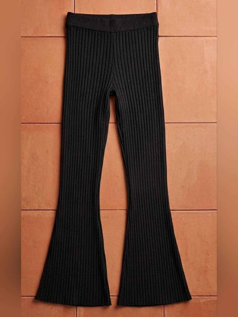 House of Harlow 1960 Ribbed Knit Flare High Waist Leggings Size Small